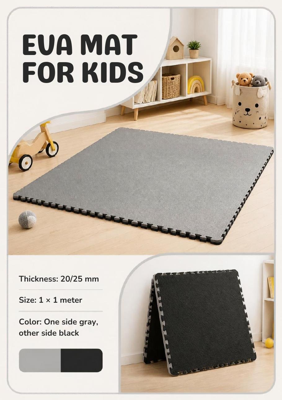 Grey and black reversible EVA mat catalogue page