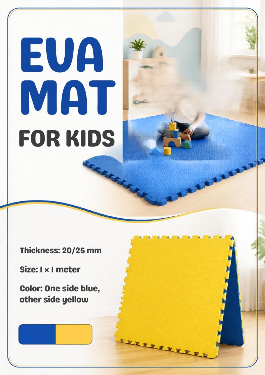 EVA mat Blue / Yellow, 1 × 1 metre, thickness 20/25 mm