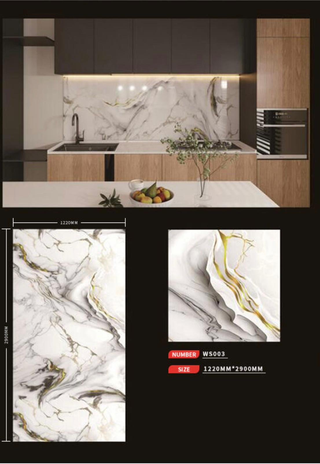 UV wall sheet WS003: room illustration, sheet design and colour sample