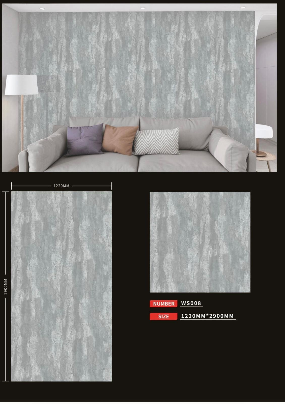 UV wall sheet WS008: room illustration, sheet design and colour sample