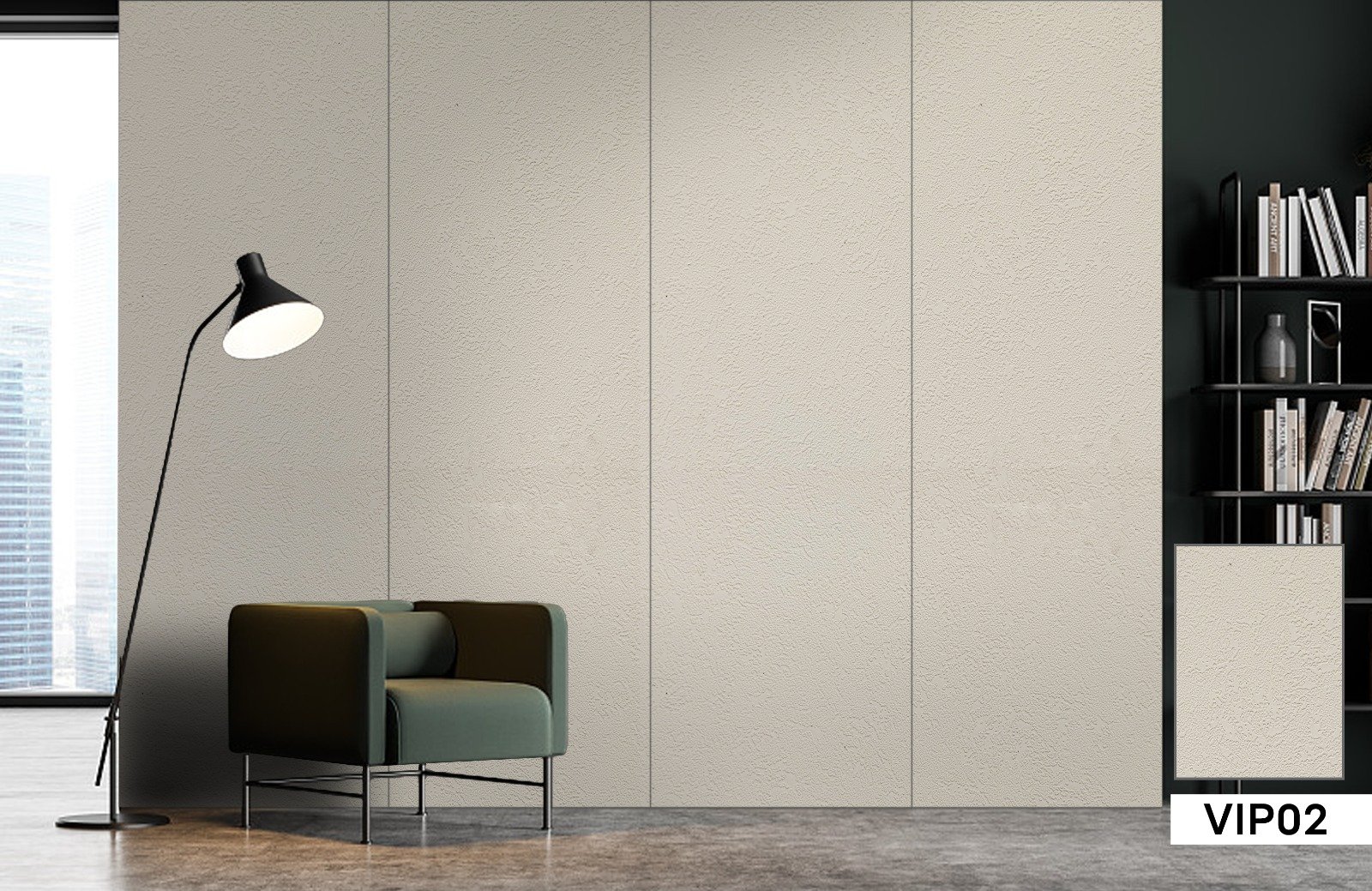 Chipboard VIP02, interior illustration and colour sample